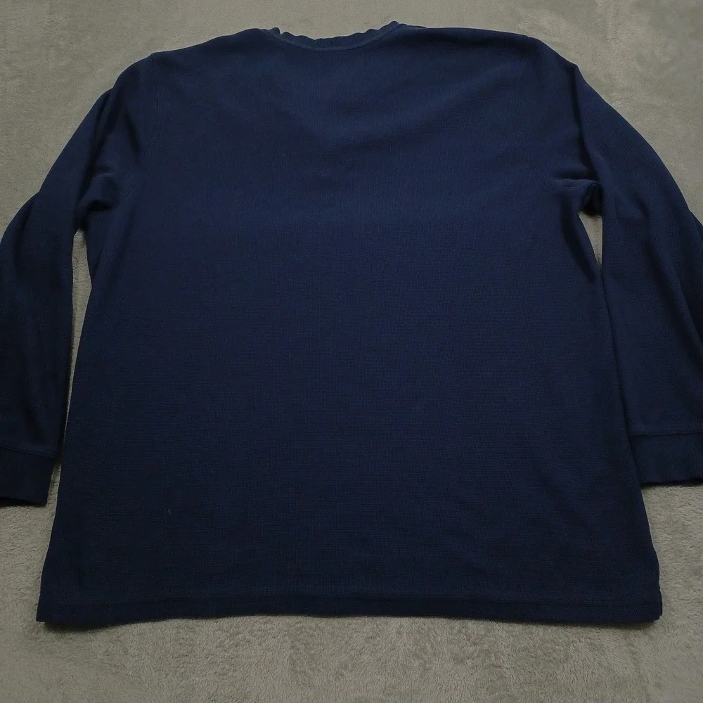 LL Bean Shirt Mens XXLT Blue Henley Pullover Outdoor Casual